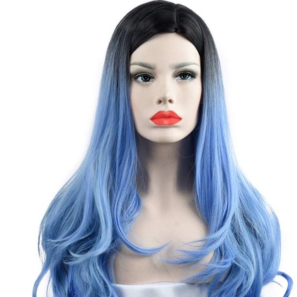 ?PHOENIX 28” Curly Blue OMBRÉ Cosplay Wig *NWT* main image 3